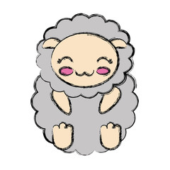 kawaii sheep animal icon over white background vector illustration