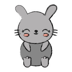 kawaii rabbit animal icon over white background vector illustration
