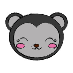 kawaii monkey animal icon over white background vector illustration