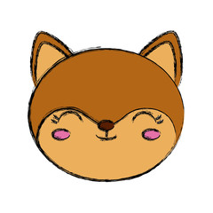 kawaii fox animal icon over white background vector illustration