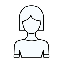 sketch silhouette of faceless half body woman with short hair vector illustration