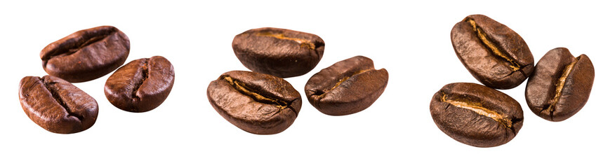 roasted brown coffee beans isolated