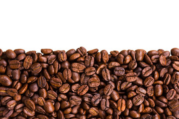 roasted brown coffee beans isolated