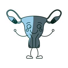 blue color shading silhouette caricature female reproductive system vector illustration