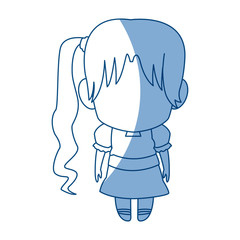 manga anime girl chibi character contour vector illustration