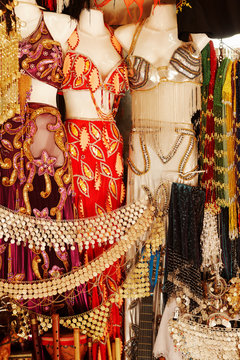 Clothing in market in Old City of Jerusalem, Israel