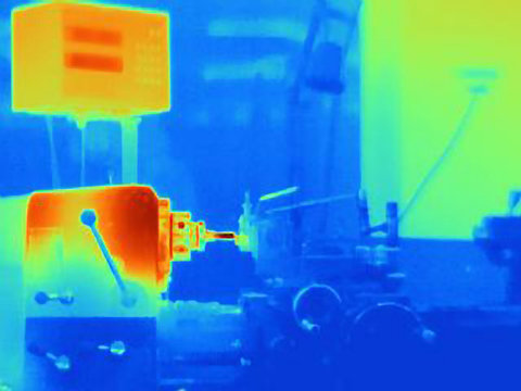 Thermal image of part turning on lathe