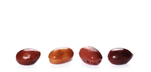Black olives set isolated on white background