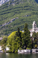 Fototapeta na wymiar Chiesa di San Lorenzo in Mezzegra on Como lake in Italy