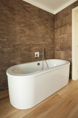 White empty bathtub, new and cleaned