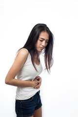 Fototapeta premium young woman having painful stomachache