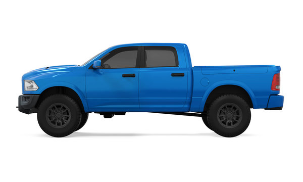 Blue Pickup Truck Isolated