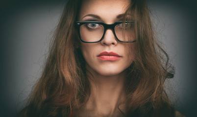 beautiful woman wearing glasses