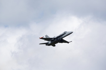 Fototapeta na wymiar Jet fighter flying low.