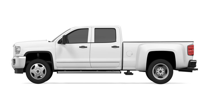 White Pickup Truck Isolated