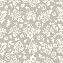 Obraz premium Seamless brown background with light pattern in baroque style. Vector retro illustration. Ideal for printing on fabric or paper.