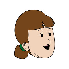 cartoon woman head female character vector illustration