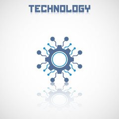 Abstract technology logo with reflect. Electronics icon.