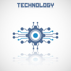 Abstract technology logo with reflect. Electronics icon.