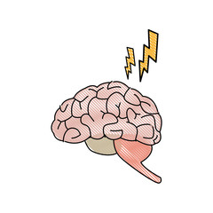 drawing brain human pain sick organ vector illustration