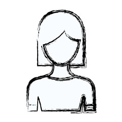 Fototapeta na wymiar blurred silhouette faceless half body woman with straight short hairstyle vector illustration