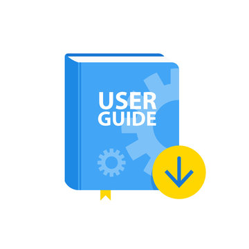 User Guide book download icon. Flat vector illustration