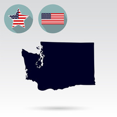 Fototapeta premium Map of the U.S. state of Washington on a white background. Ameri