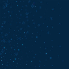 Fototapeta na wymiar Sparse glowing snow. Left gradient on deep blue background. Vector illustration.