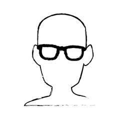 silhouette man head wear glasses vector illustration