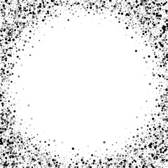 Dense black dots. Corner frame with dense black dots on white background. Vector illustration.