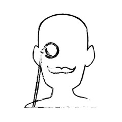 silhouette man portrait wear monocle vector illustration
