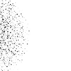 Dense black dots. Left semicircle with dense black dots on white background. Vector illustration.