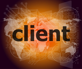 SEO web design concept: client on business digital background
