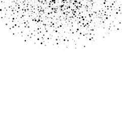Dense black dots. Top semicircle with dense black dots on white background. Vector illustration.