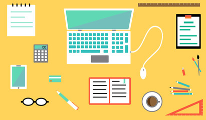 Vector flat illustration of office workplace