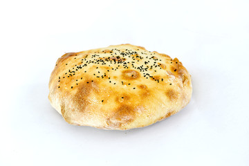 fresh baked bread on a white background