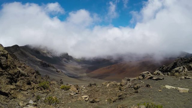 View into crater at summit of Haleakala volcano on Maui