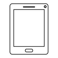 white background with monochrome silhouette of tablet vector illustration