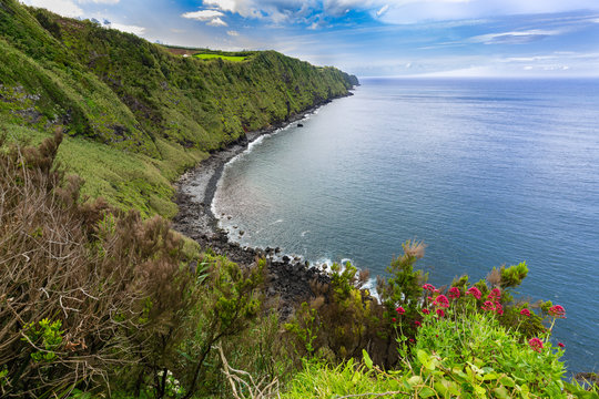 Coast and cliffs near Nordeste on the island of Sao Miguel