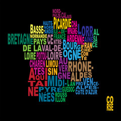 Provinces of France word cloud black