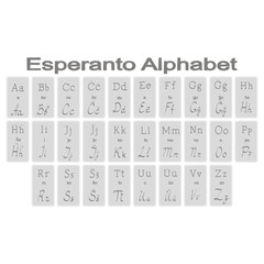 Set of monochrome icons with esperanto alphabet for your design