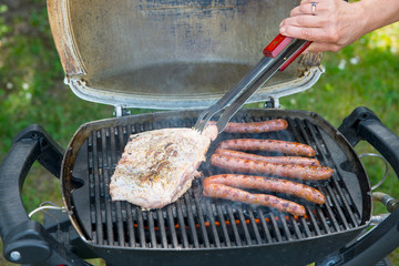 Meat and sausages for barbecue