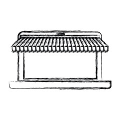 white background with monochrome blurred silhouette laptop computer online store vector illustration