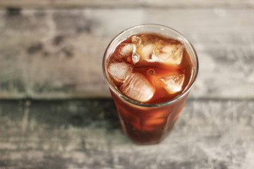 Iced coffee black coffee on the table
