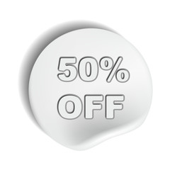 Special offer sale white label isolated vector illustration. With the text fifty percent discount.
