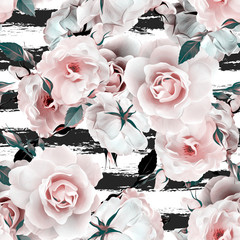 Roses seamless pattern. Artistic background.
