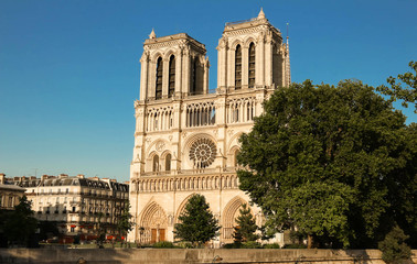 Fototapeta na wymiar The famous Notre Dame Cathedral , Paris, France
