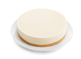 Delicious cheesecake on white background