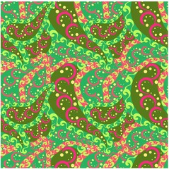 Fototapeta premium Seamless paisley red and green pattern stock vector illustration