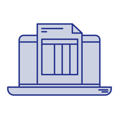 blue silhouette of laptop computer and billing sheet vector illustration